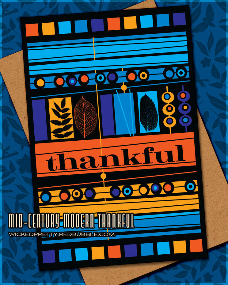 Mid-Century Modern Thankful Greeting Card