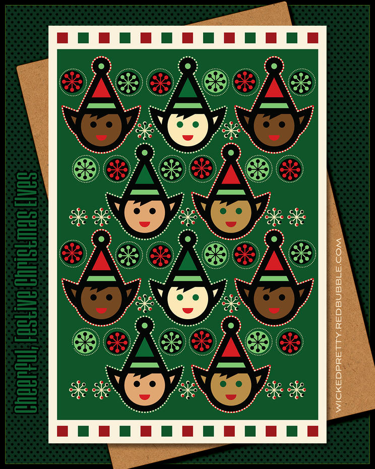 Cheerful, Festive Christmas Elves Greeting Card