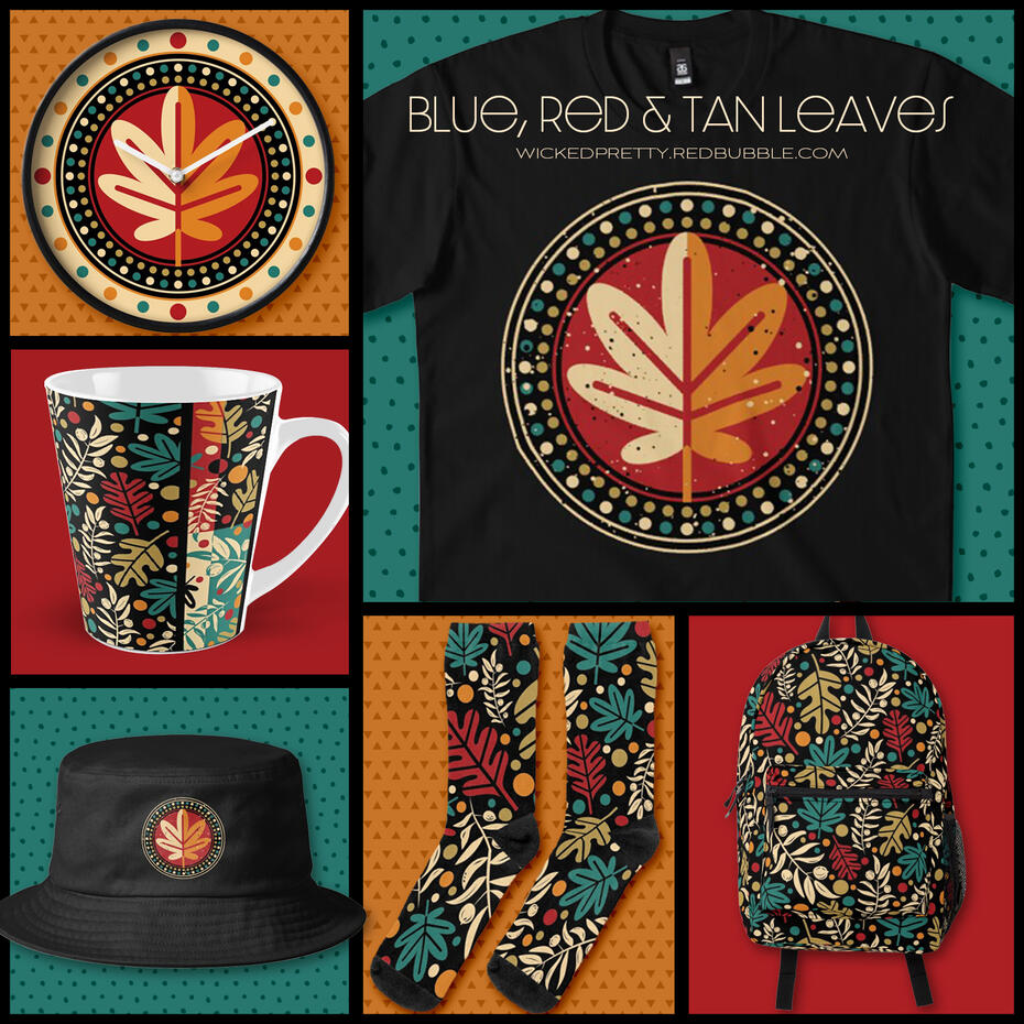 Blue, Red &amp; Tan Leaves