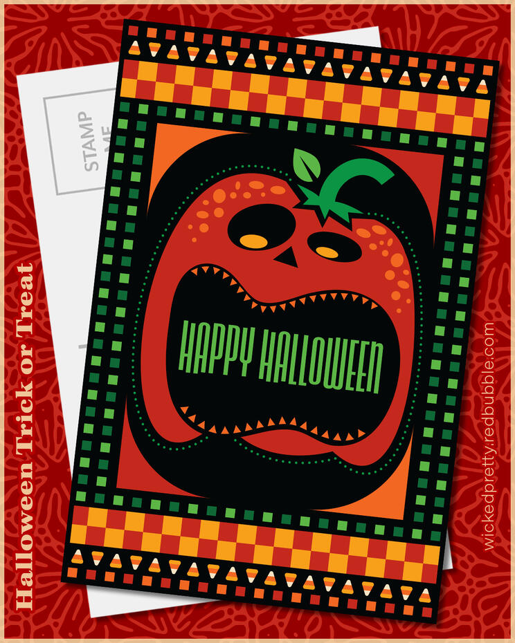 Happy Halloween Pumpkin Postcard