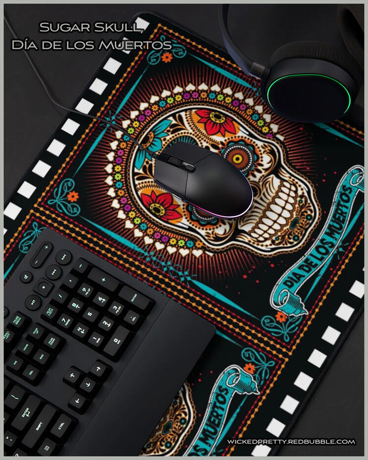 Sugar Skull, Día de los Muertos Desk Mat