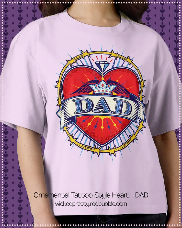 Ornamental Tattoo Style Heart - DAD