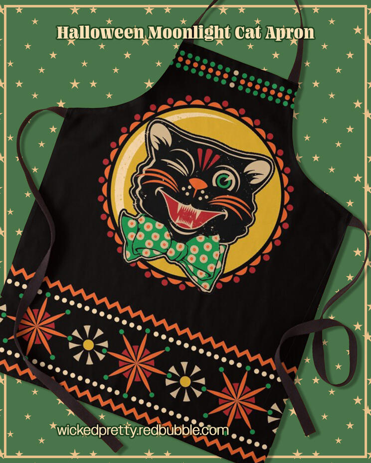 Halloween Moonlight Cat Apron