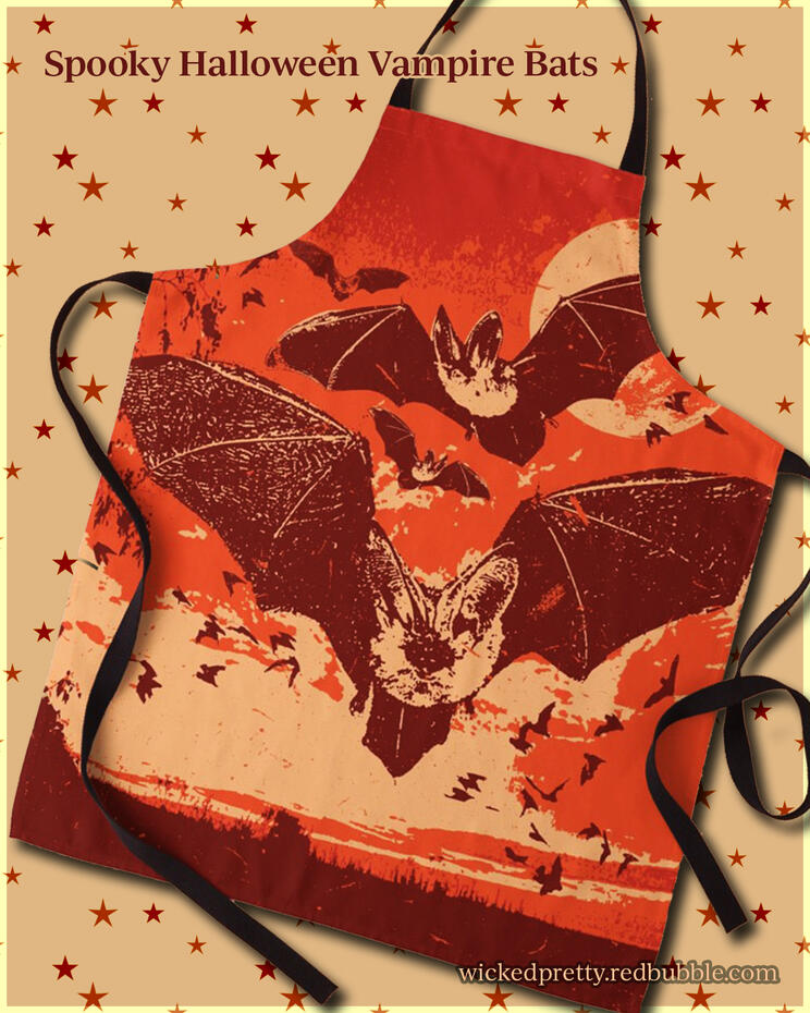 Spooky Halloween Vampire Bats Apron
