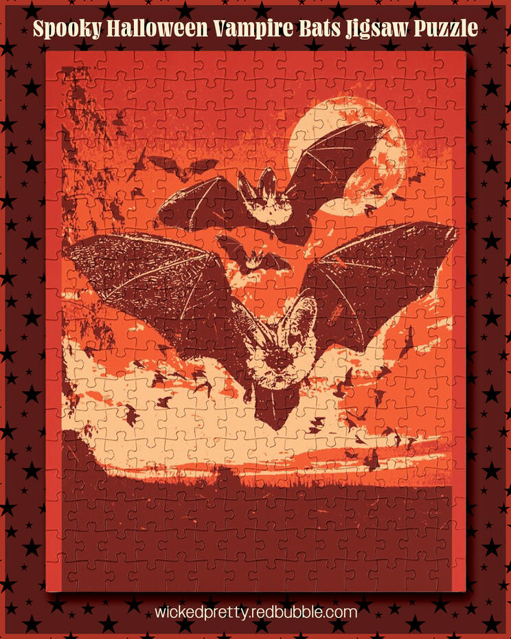 Spooky Halloween Vampire Bats Jigsaw Puzzle