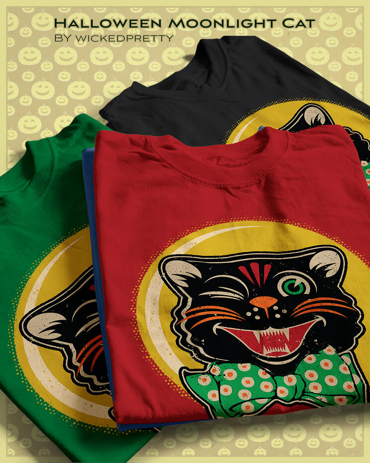 Halloween Moonlight Cat T-Shirt