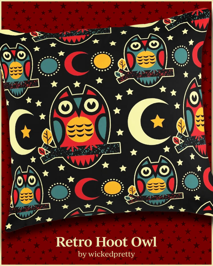Retro Hoot Owl Pillow