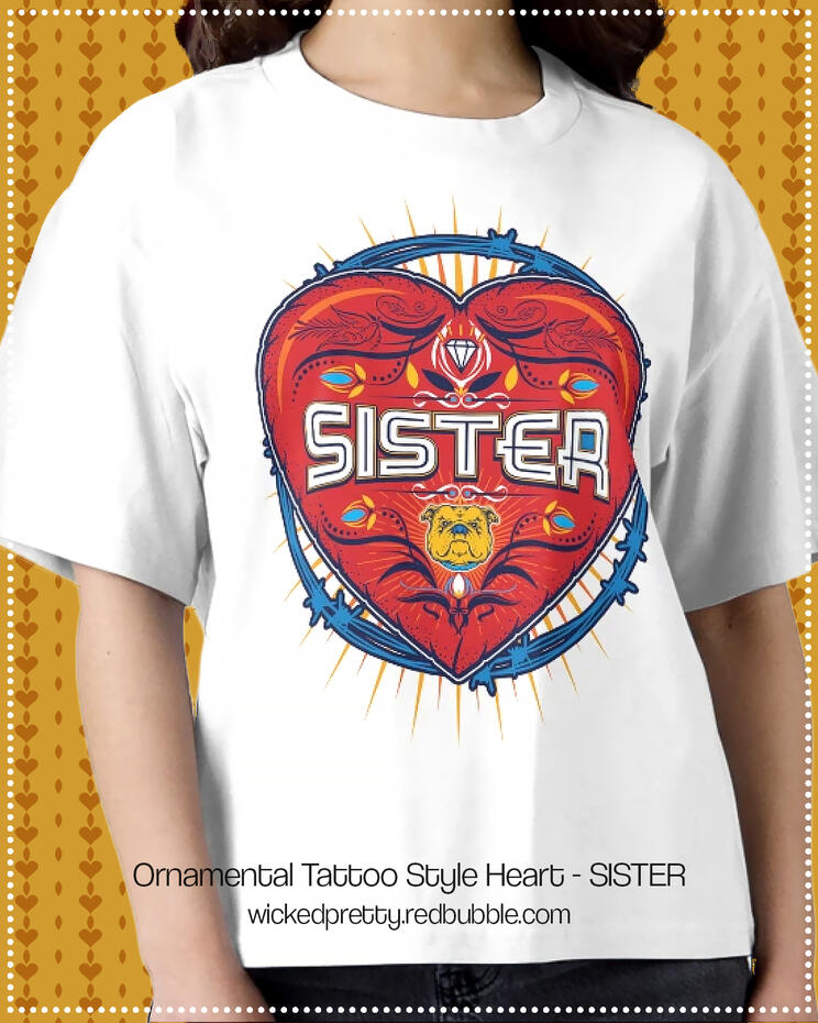 Ornamental Tattoo Style Heart - SISTER