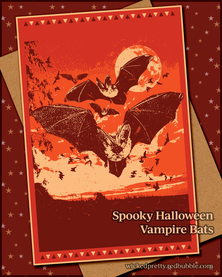 Spooky Halloween Vampire Bats Greeting Card