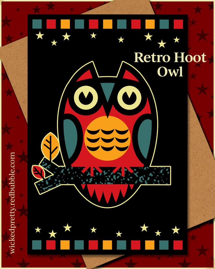 Retro Hoot Owl Greeting Card